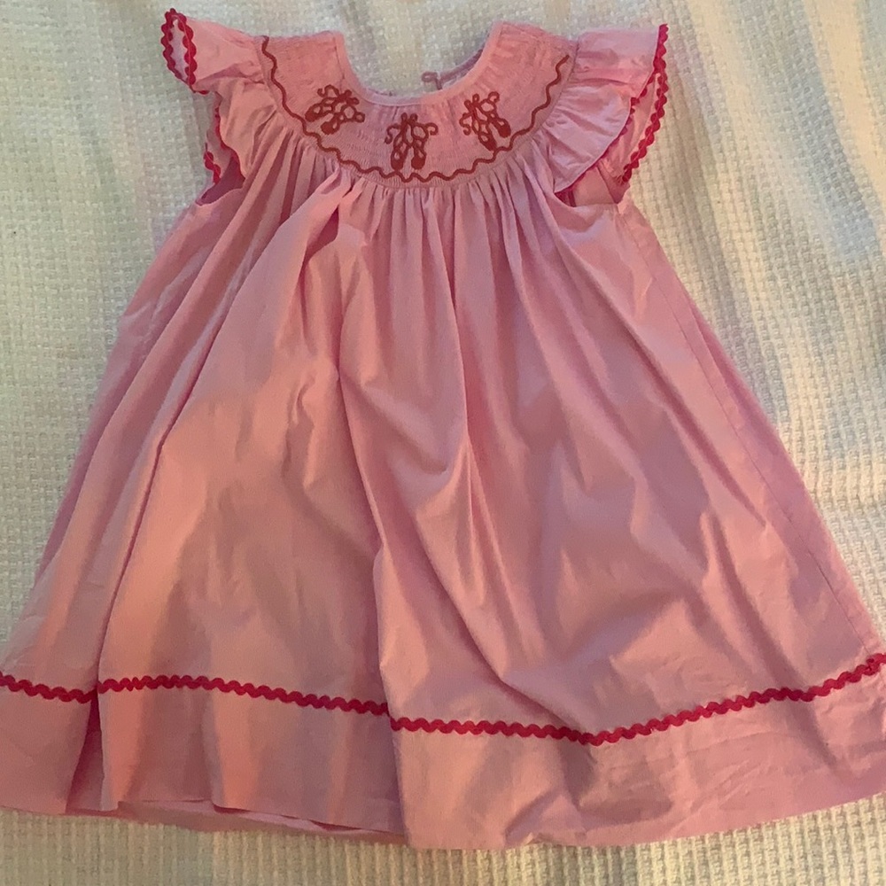 Pink Girls' Embroidered Ruffle Dress